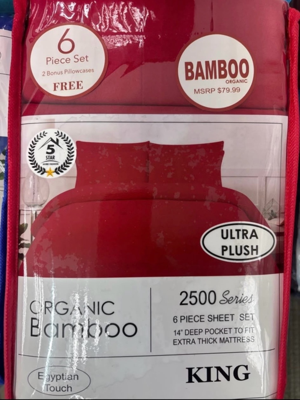 EGO Ultra Plush Bamboo King Sheet Set - Red